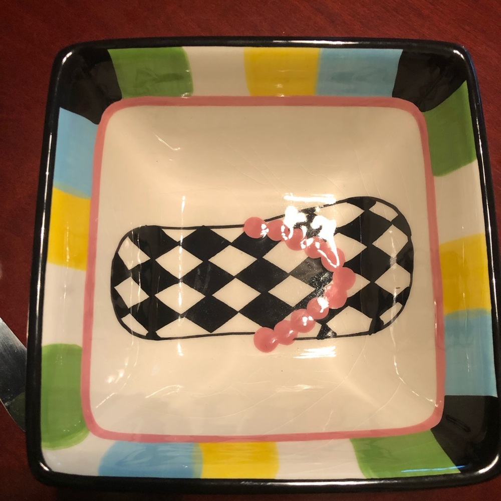 Handpainted dip bowl with spreader